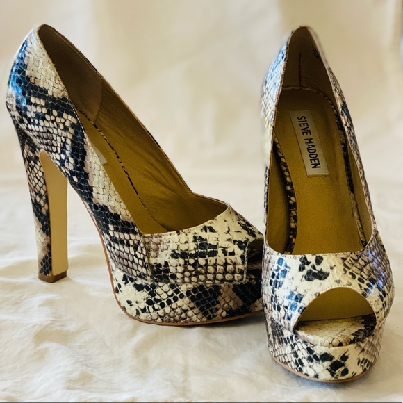 platform snakeskin heels